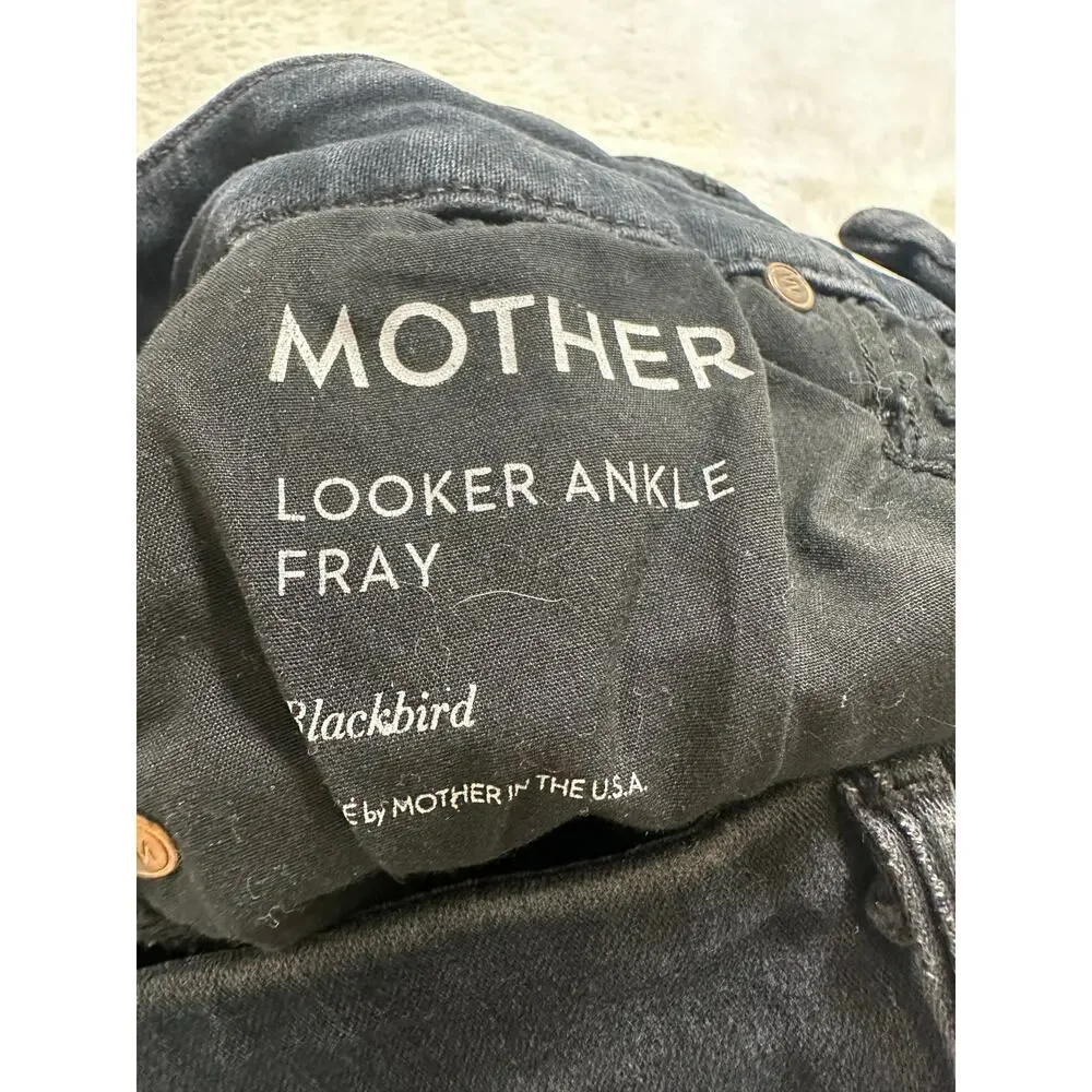 Mother The Looker Ankle Fray Skinny‎ Jeans In Blackbird Size 25/0 GUC